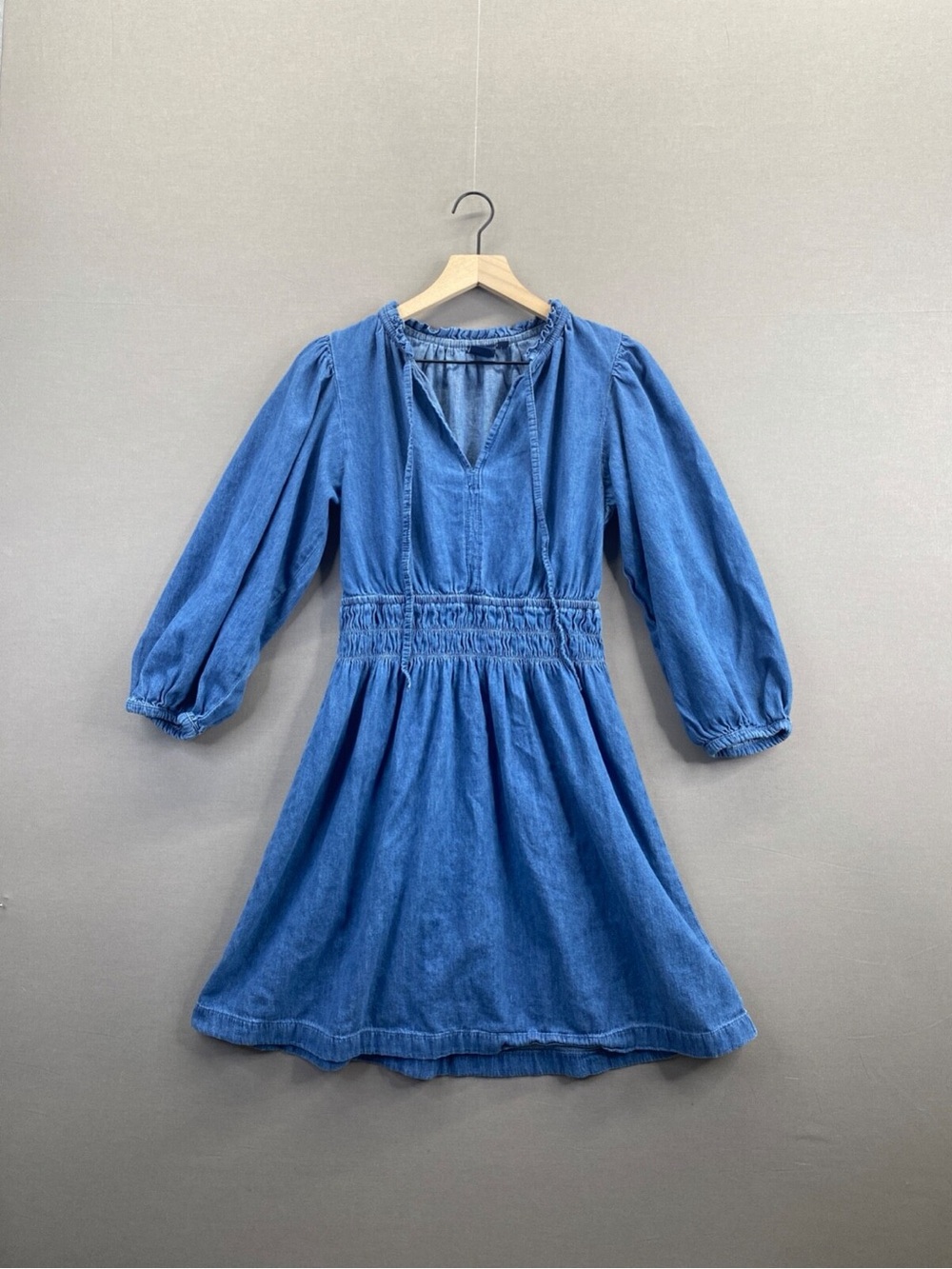 GAP 100% Organic Cotton Denim Puff Mini Dress with Washwell Large